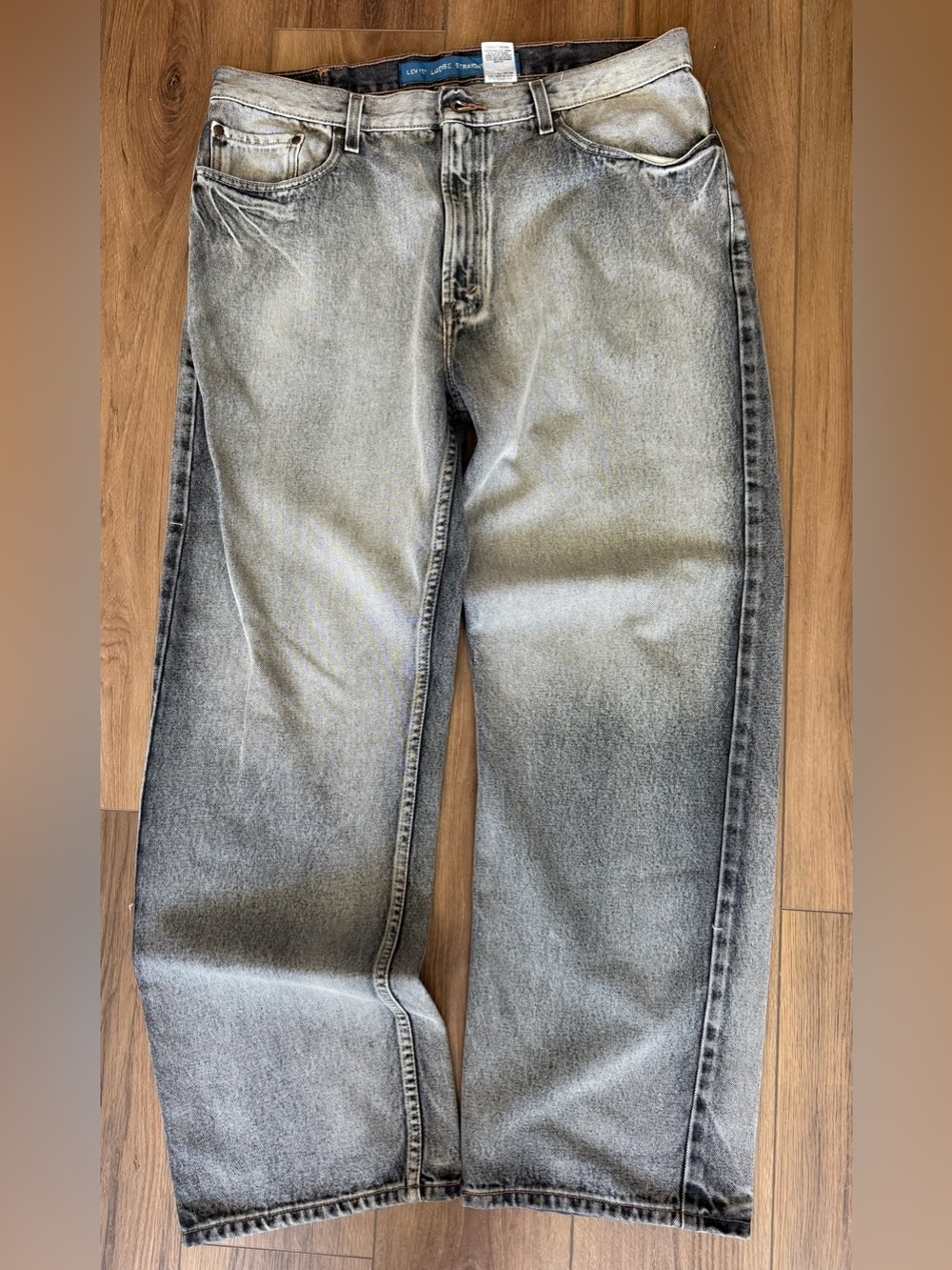 Vintage Levis Acid Wash Jeans Mens 38x34 Gray 569 Loose Straight Leg Denim Y2K